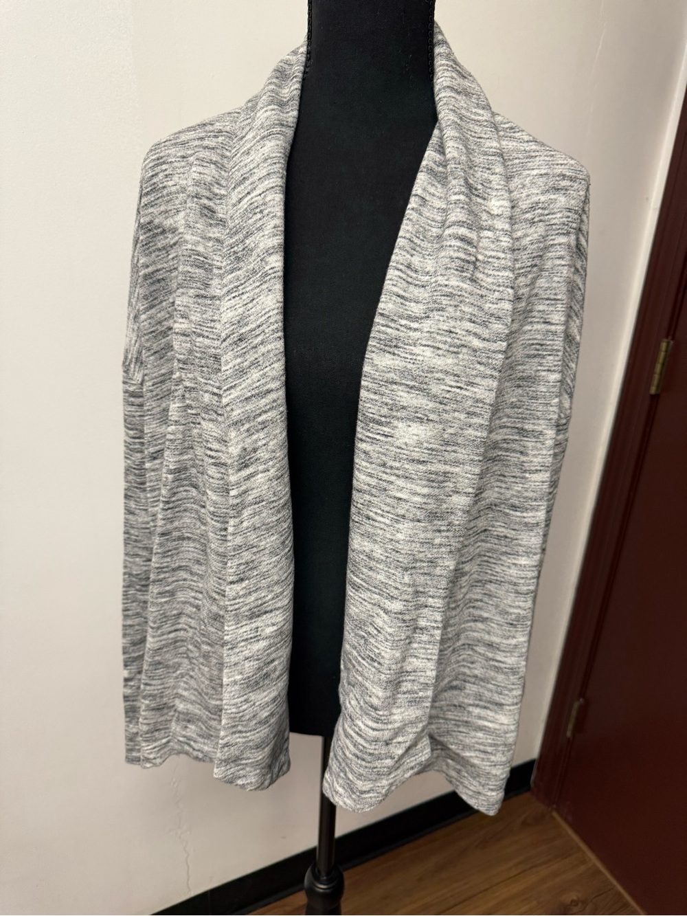 Lightweight Gray Marled Open Front Cardigan Plus Size 2X